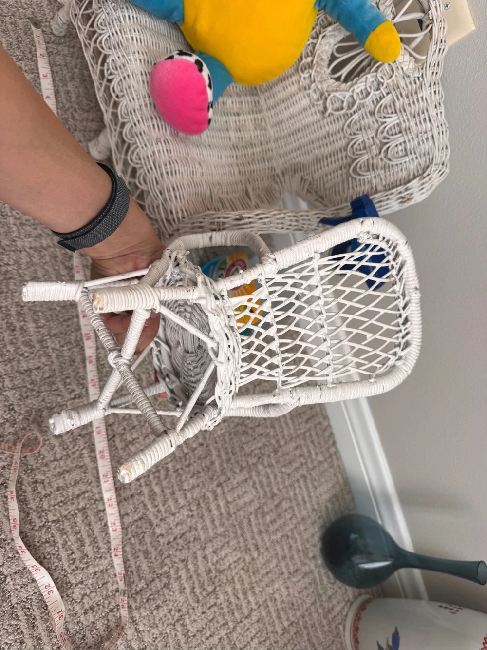 Vintage children’s large doll rattan furniture chair